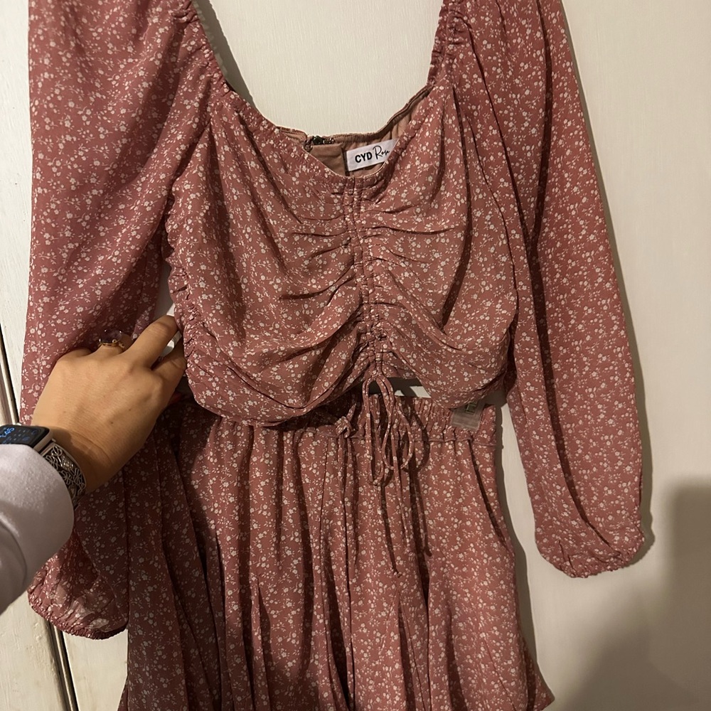 Floral Ruched Pink Dress